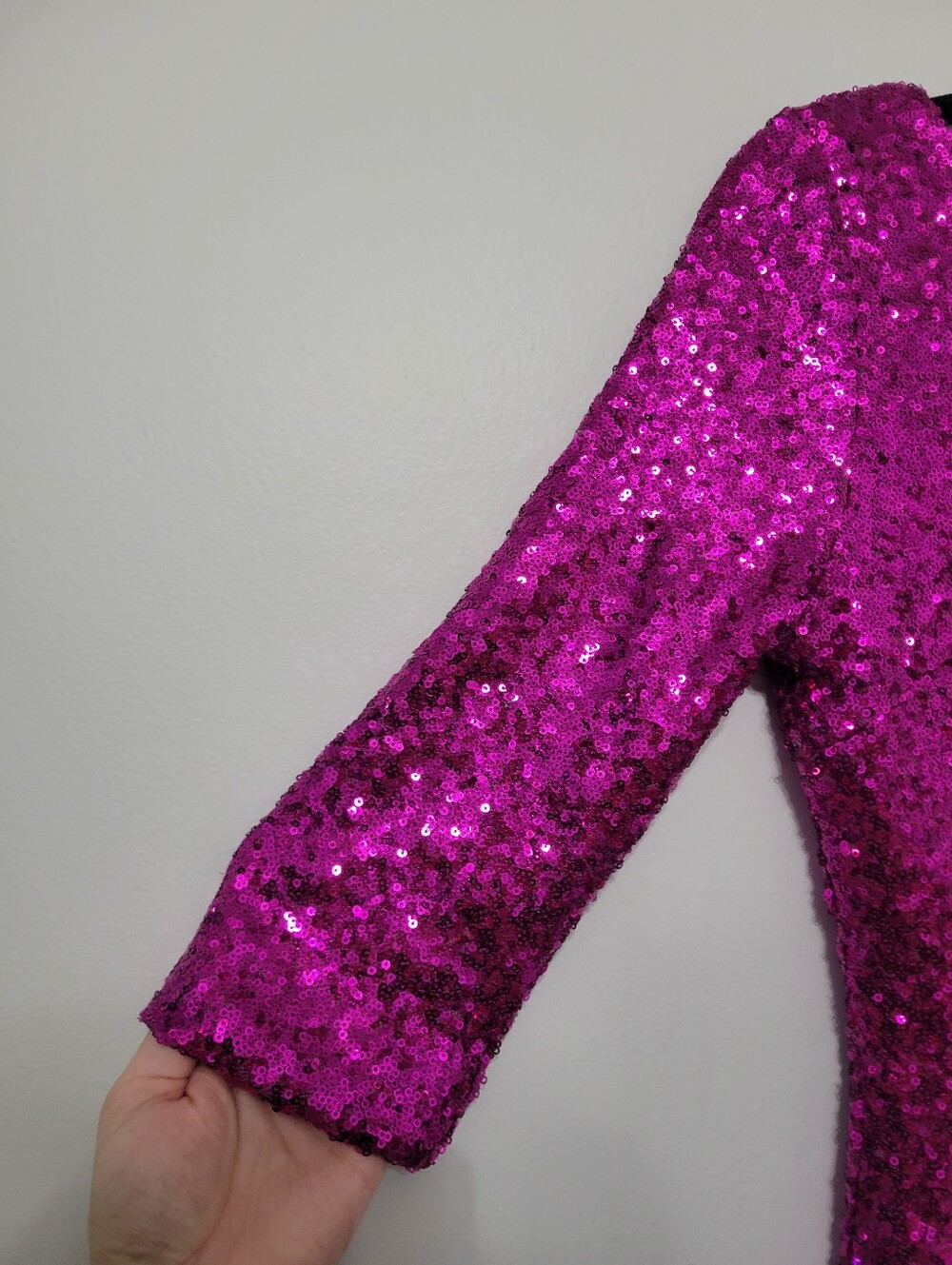 Lulus Delightful Ways Magenta Sequin Mini Dress Wide Neckline Low Back Party M - Picture 4 of 12